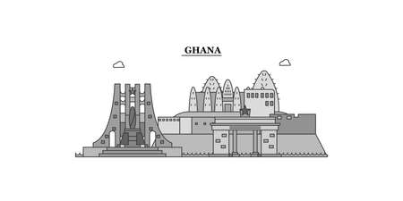 Ghana city skyline isolated vector illustration, iconsのイラスト素材