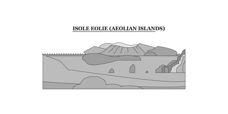 Italy, Aeolian Islands city skyline isolated vector illustration, iconsのイラスト素材