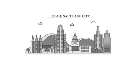 United States, Salt Lake City city skyline isolated vector illustration, iconsのイラスト素材