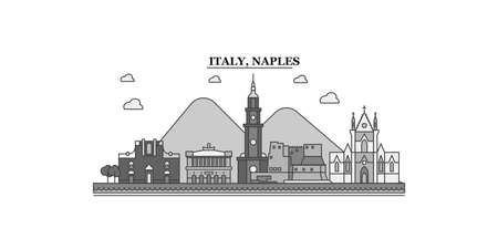 Italy, Naples city skyline isolated vector illustration, iconsのイラスト素材