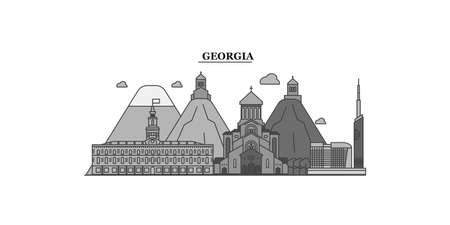 Georgia city skyline isolated vector illustration, iconsのイラスト素材