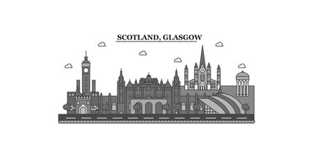 Scotland, Glasgow City city skyline isolated vector illustration, iconsのイラスト素材