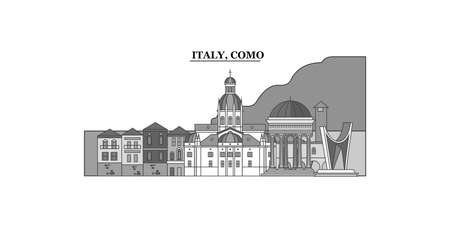 Italy, Como city skyline isolated vector illustration, iconsのイラスト素材