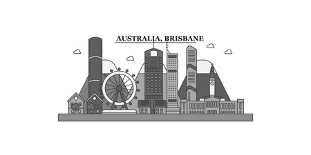 Australia, Brisbane city skyline isolated vector illustration, iconsのイラスト素材