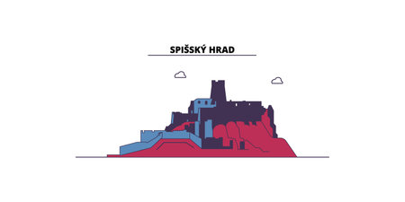 Slovakia, Spissky Hrad tourism landmarks, vector city travel illustrationのイラスト素材