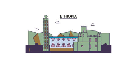 Ethiopia tourism landmarks, vector city travel illustrationのイラスト素材