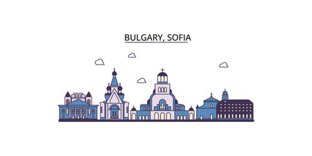 Bulgaria, Sofia tourism landmarks, vector city travel illustrationのイラスト素材