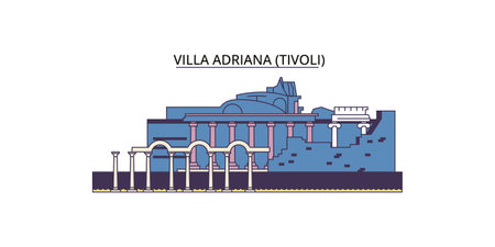 Italy, Tivoli, Villa Adriana tourism landmarks, vector city travel illustrationのイラスト素材