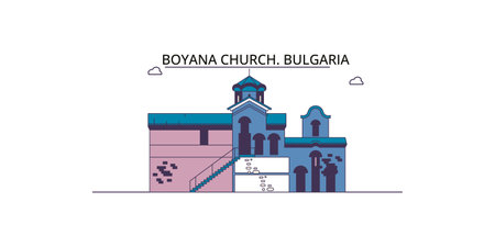 Bulgaria, Sofia, Boyana Church tourism landmarks, vector city travel illustrationのイラスト素材