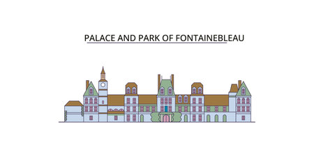 France, Fontainebleau tourism landmarks, vector city travel illustrationのイラスト素材