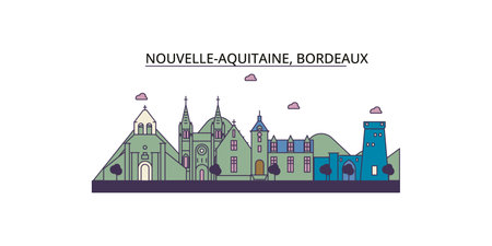 France, Bordeaux tourism landmarks, vector city travel illustrationのイラスト素材