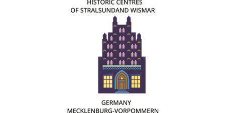 Germany, Stralsundand tourism landmarks, vector city travel illustrationのイラスト素材