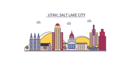 United States, Salt Lake City tourism landmarks, vector city travel illustrationのイラスト素材