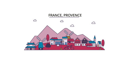 France, Provence tourism landmarks, vector city travel illustrationのイラスト素材