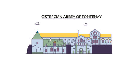 France, Abbey Of Fontenay tourism landmarks, vector city travel illustrationのイラスト素材