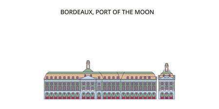France, Bordeaux, Port Of The Moon Landmark tourism landmarks, vector city travel illustrationのイラスト素材