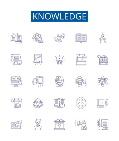 Knowledge line icons signs set. Design collection of Understand, Learn, Wisdom, Realize, Insight, Cognition, Master, Acquire outline concept vector illustrationsのイラスト素材
