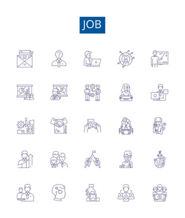 Job line icons signs set. Design collection of Occupation, Employment, Task, Profession, Role, Assignment, Career, Job outline concept vector illustrationsのイラスト素材