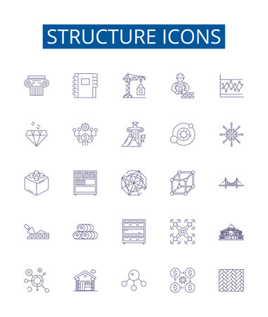 Structure icons line icons signs set. Design collection of Icons, Structure, Design, Elements, Symbols, Shapes, Layouts, Patterns outline concept vector illustrationsのイラスト素材
