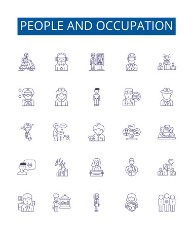 People and occupation line icons signs set. Design collection of People, Occupation, Employee, Job, Worker, Professional, Craftsman, Technician outline concept vector illustrationsのイラスト素材