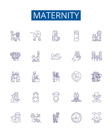 Maternity line icons signs set. Design collection of Pregnancy, childbirth, delivery, motherhood, nursing, gestation, neonatal, infants outline concept vector illustrationsのイラスト素材
