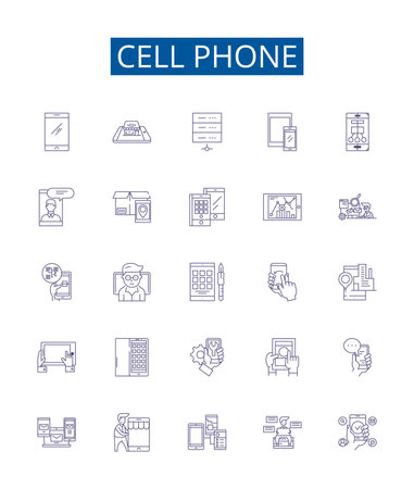 Cell phone line icons signs set. Design collection of Mobile, Phone, Cellular, handset, device, smartphone, droid, communicator outline concept vector illustrationsのイラスト素材