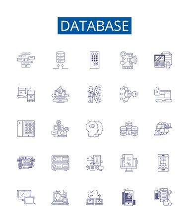Database line icons signs set. Design collection of Database, Store, Records, Storage, Information, Data, Access, SQL outline concept vector illustrationsのイラスト素材