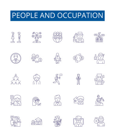 People and occupation line icons signs set. Design collection of People, Occupation, Employee, Job, Worker, Professional, Craftsman, Technician outline concept vector illustrationsのイラスト素材