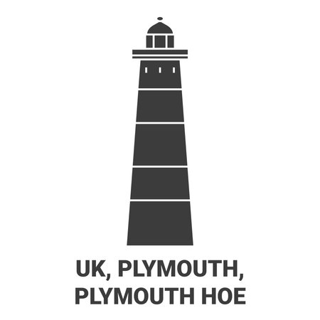 England, Plymouth, Plymouth Hoe travel landmark vector illustrationのイラスト素材