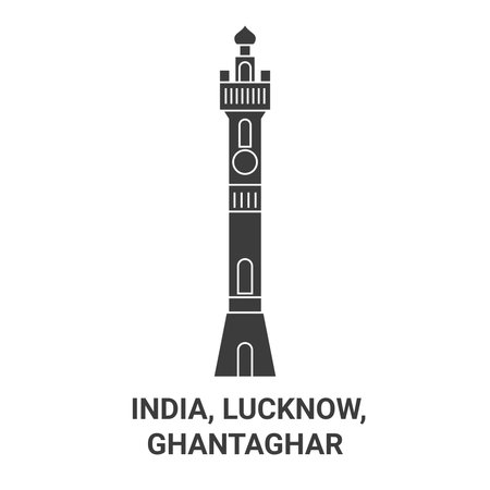 India, Lucknow, Ghantaghar travel landmark vector illustrationのイラスト素材