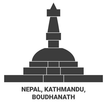 Nepal, Kathmandu, Boudhanath travel landmark vector illustrationのイラスト素材