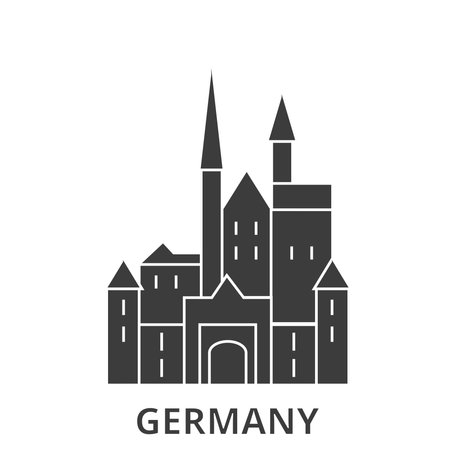 Germany, Medieval Castle travel landmark vector illustrationのイラスト素材