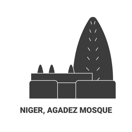 Niger, Agadez Mosque, travel landmark vector illustrationのイラスト素材
