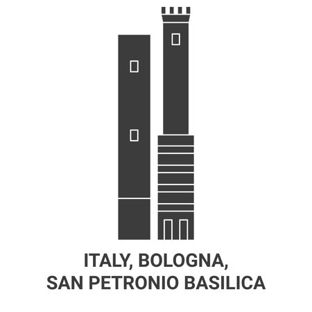 Italy, Bologna, San Petronio Basilica, travel landmark vector illustrationのイラスト素材