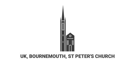 England, Bournemouth, St Peters Church, travel landmark vector illustrationのイラスト素材