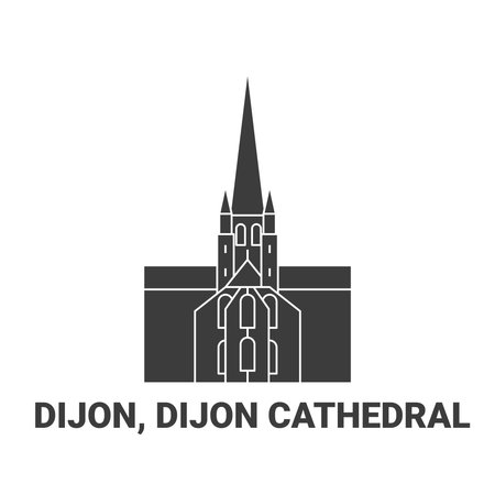 France, Dijon, Dijon Cathedral, travel landmark vector illustrationのイラスト素材