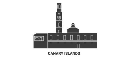 Spain, Canary Islands travel landmark vector illustrationのイラスト素材