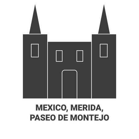 Mexico, Merida, Paseo De Montejo travel landmark vector illustrationのイラスト素材