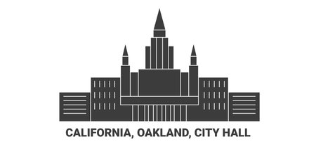 United States, California, Oakland, City Hall travel landmark vector illustrationのイラスト素材