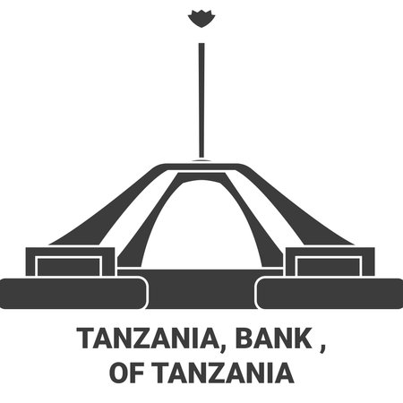 Tanzania, Bank , Of Tanzania travel landmark vector illustrationのイラスト素材