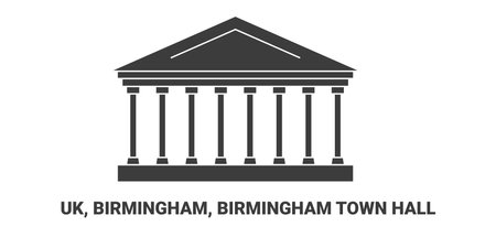 England, Birmingham, Birmingham Town Hall, travel landmark vector illustrationのイラスト素材