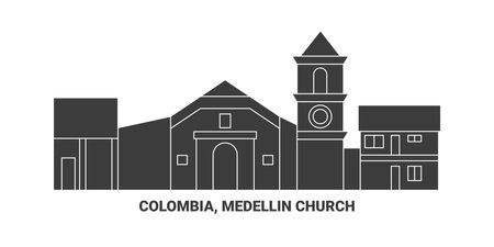 Colombia, Medellin Church travel landmark vector illustrationのイラスト素材