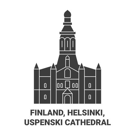 Finland, Helsinki, Uspenski Cathedral travel landmark vector illustrationのイラスト素材