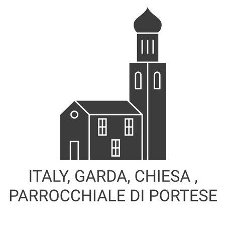 Italy, Garda, Chiesa , Parrocchiale Di Portese travel landmark vector illustrationのイラスト素材
