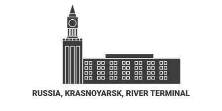 Russia, Krasnoyarsk, River Terminal travel landmark vector illustrationのイラスト素材