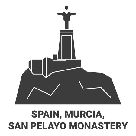Spain, Murcia, San Pelayo Monastery travel landmark vector illustrationのイラスト素材