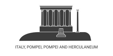 Italy, Pompei, Pompei And Herculaneum travel landmark vector illustrationのイラスト素材