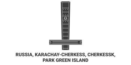 Russia, Karachaycherkess, Cherkessk, Park Green Island travel landmark vector illustrationのイラスト素材