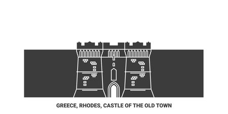 Greece, Rhodes, Castle Of The Old Town travel landmark vector illustrationのイラスト素材