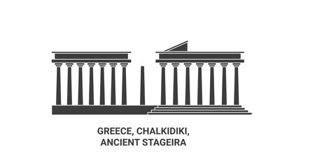 Greece, Chalkidiki,Ancient Stageira, travel landmark vector illustrationのイラスト素材